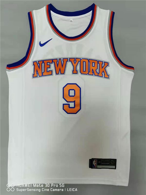Men New York Knicks 9 Barrett White Game Nike 2021 NBA Jersey